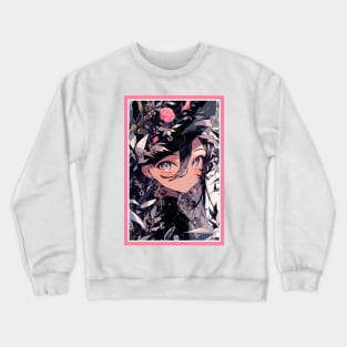 Aesthetic Anime Girl Pink Black | Quality Aesthetic Anime Design | Premium Chibi Manga Anime Art Crewneck Sweatshirt